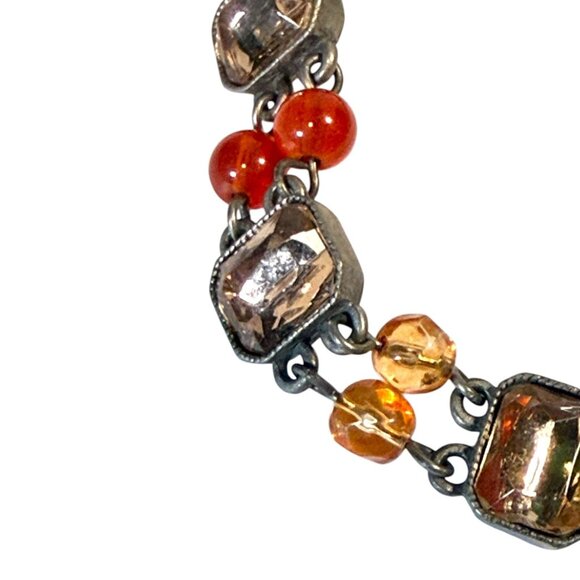 Vintage AVON Nina Ricci Jewelry Set Necklace Bracelet & Clip-On Earrings Red Amb - Picture 7 of 12